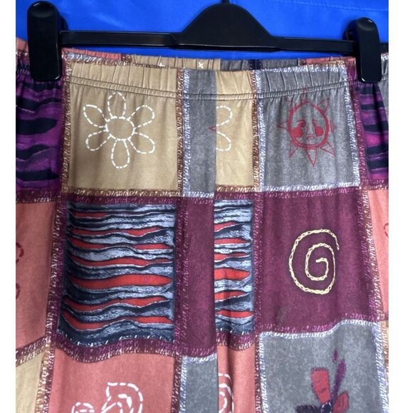 Women's Multicolor Hippie Patchwork Boho Festival Flare Pants Bell Bottoms 70s - Picture 4 of 5